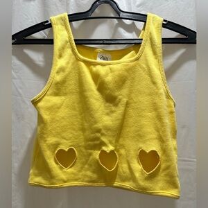 Zara Bright Yellow Kids Tank Top with Heart Details
